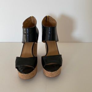 Nine West Black Wedge Sandal-Size 8